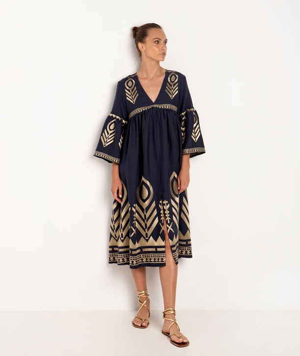navy-blue-gold-linen-embroidered-feather-long-drerss-normal (1)