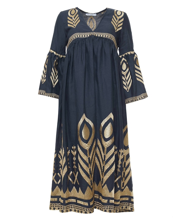 navy-blue-gold-linen-embroidered-feather-long-drerss-normal
